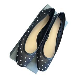 LOFT Sparkle Mesh Ballet Flats Rhinestone Embellishments Black Sheer NEW 8.5
